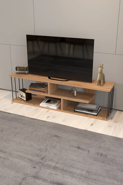 Tv Sehpası  Raflı 140 Cm Gzd Tv Ünitesi  Atlantik Ceviz ürün görseli 1