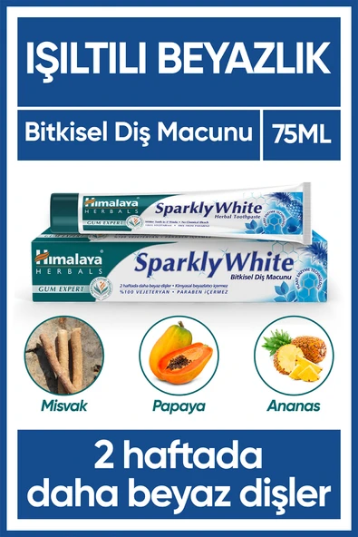 Himalaya Since 1930 Işıltılı Beyazlık Bitkisel Beyazlatıcı Diş Macunu, Florürsüz, Parabensiz, Bitkisel Enzim, 75 ml ürün görseli 1