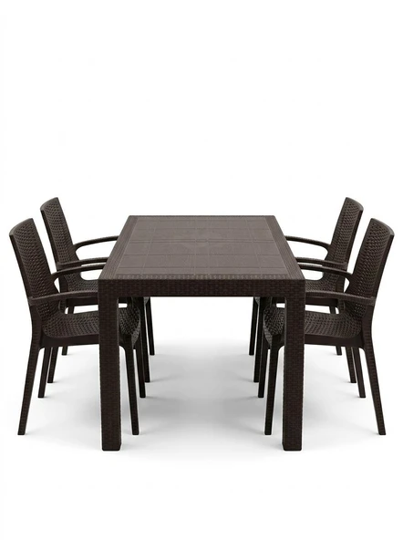 Mandella Kampanyalı  Elit Rattan 70x120  Nirvana  Koltuk Masa Takımı 4 Kişilik Kahverengi ürün görseli 1
