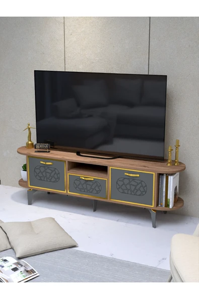 Tv Sehpası Mira 5030 Atlantik Gold 160 Cm 35 Cm 50 Cm ürün görseli 1