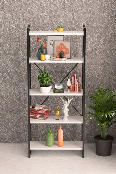 Kitaplık 5 Raflı Beyaz 180 Cm ürün görseli 1