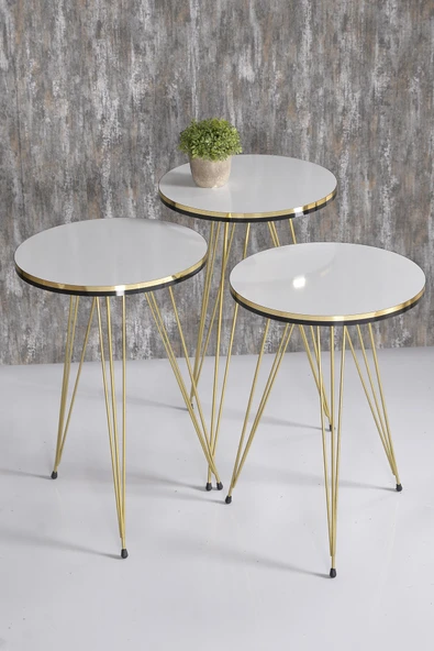 Zigon Sehpa Çift Gold Ceviz Tel - Resim 4