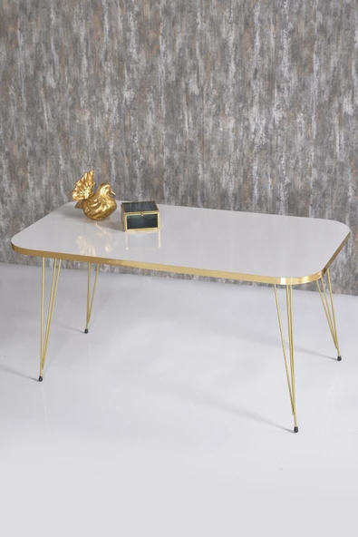 Orta Sehpa Kare Gold Altın Beyaz Tel ürün görseli 1