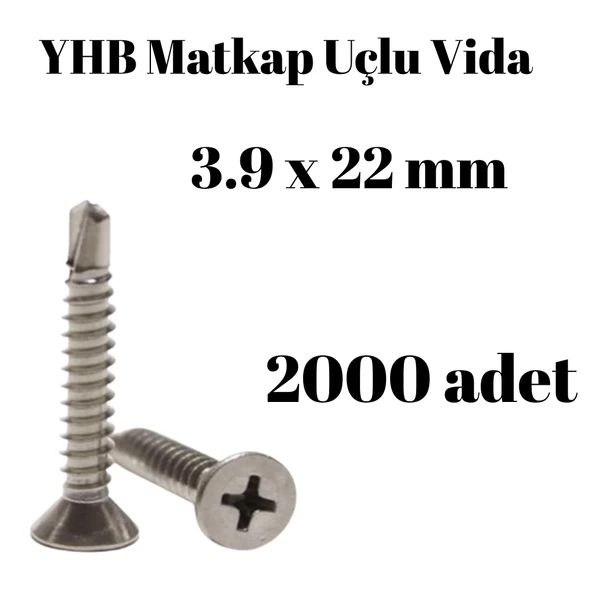 Matkap Uçlu Vida YHB 3.9x22 mm 2000'li Paket ürün görseli 1