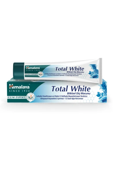 Himalaya Since 1930 Total White Bitkisel Beyazlatıcı Diş Macunu, Florürsüz, Parabensiz, Bitkisel Enzim, 100 ml 125 gr ürün görseli 1