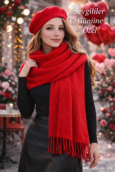 Wearflawless Sevgililer Günü Özel Seri Atkı ve Ressam Beresi Seti, Sevgililer Günü Hediyesi ürün görseli 1