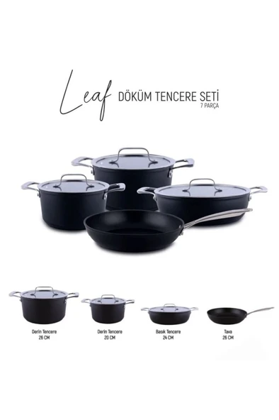 Arow Leaf 7 Parça Döküm Tencere Seti TR-4262 - Resim 2