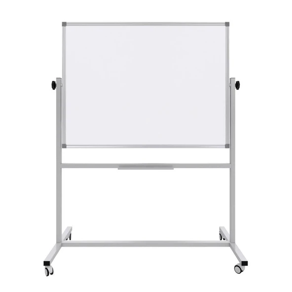Ayaklı Yazı Tahtası Mobil Çift Taraflı Tekerlekli 360 Dönerli Laminant 90x120 cm - Beyaz ürün görseli 1