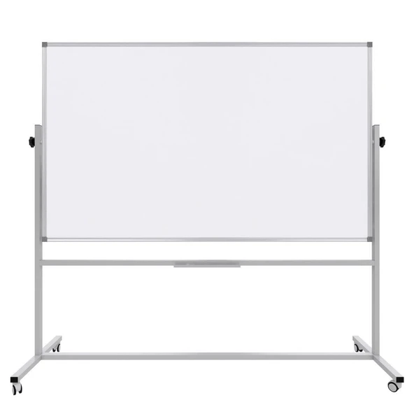 Ayaklı Yazı Tahtası Mobil Çift Taraflı Tekerlekli 360° Dönerli Laminant 120x200 cm - Beyaz ürün görseli 1