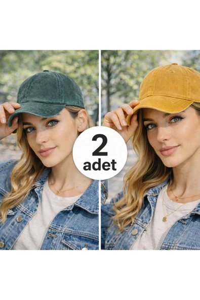Wearflawless Unisex 2'li Set Yıkamalı Şapka, Trend Eskitme Şapka ürün görseli 1