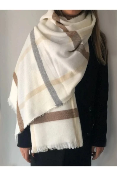 Wearflawless Çizgi Desenli Ekose Kalın Atkı ürün görseli 1