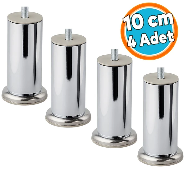 (4 ADET) Kalın Metal Mobilya Ayağı Modern Dayanıklı Koltuk Kanepe TV Ünitesi M8 Civata Krom Gümüş 10 cm 51 mm ürün görseli 1