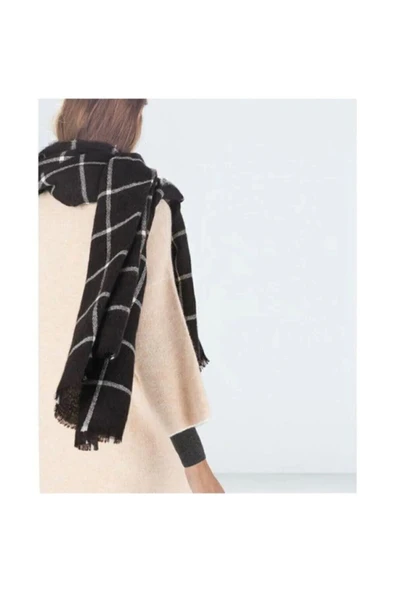 Wearflawless Çizgi Desenli Ekose Kalın Atkı ürün görseli 1
