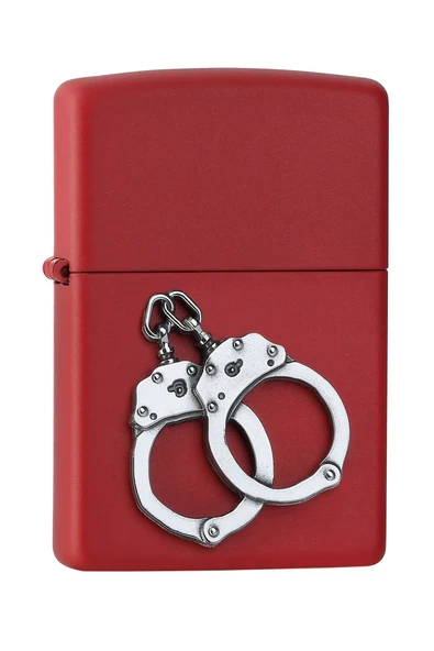Zippo Kelepçe - Handcuffs Emblem Dizayn Çakmak - Red Matte ürün görseli 1