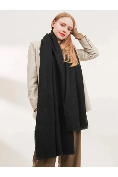 Wearflawless Unisex Sade Kalın Yumuşak Siyah Atkı ürün görseli 1