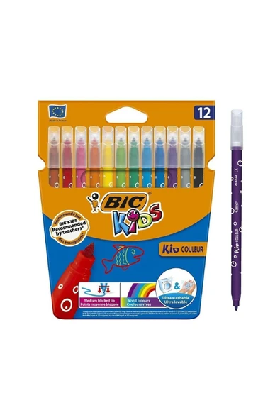 Bic Kids 12 Li Keçeli Boya Kalemi+12 Li Plastidecor Silinebilir Mum Pastel Boya ürün görseli 1