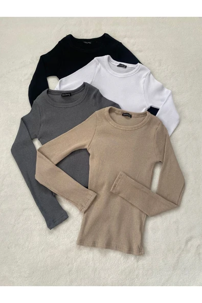 Wearflawless Kadın 4 lü Uzun Kollu Bisiklet Yaka Örme Kaşkorse Bluz ürün görseli 1