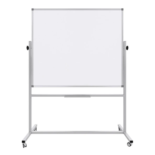 Ayaklı Mobil Çift Taraflı Tekerlekli 360 Dönerli Laminant Yazı Tahtası 120x140 cm - Beyaz ürün görseli 1