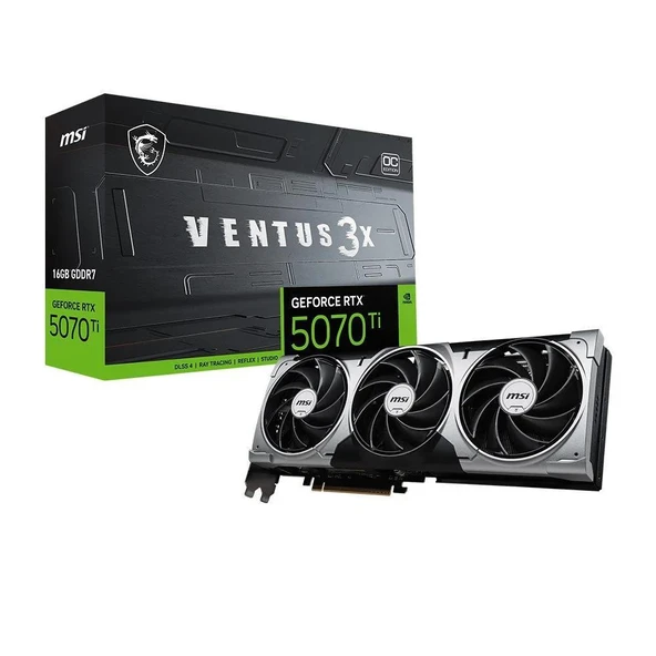 Msi GeForce RTX5070TI 16G VENTUS 3X OC 16GB GDDR7 256 Bit DLSS 4 Ekran Kartı ürün görseli 1