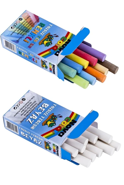 Tozsuz Tebeşir 10lu 1 Paket Renkli 1 Paket Beyaz ürün görseli 1