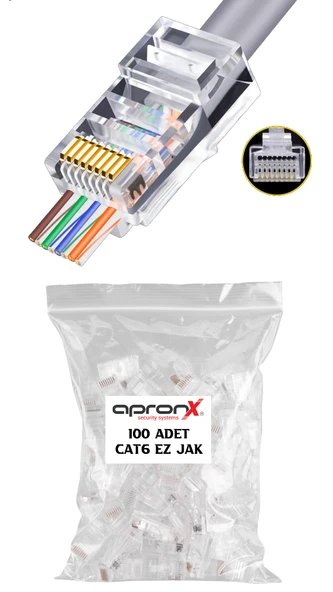 Ez-Rj45 Ez Rj45 Cat6 Açık Uçlu Soket 8P/8C Cat6 Konnektör 100Adet ürün görseli 1
