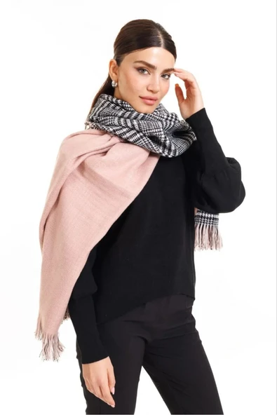 Wearflawless Ekose Desenli Yün Dokulu Çift Taraflı Atkı Şal ürün görseli 1