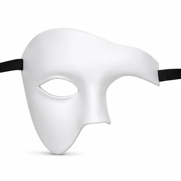 Beyaz Yarım Erkek Maske – Phantom Parti & Balo Maskesi ürün görseli 1