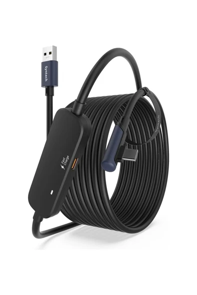 5M USB 3.0 VR Link Kablosu Meta Quest 3S/3/Quest 2 Uyumlu Ekstra Şarj Portlu Siyah ürün görseli 1