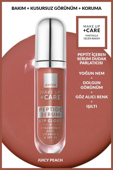 AVON Make Up + Care Peptit İçeren Serum Gloss Dudak Parlatıcısı - Juicy Peach ürün görseli 1