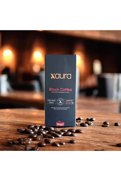xaura Black Coffee – Arabica & Reishi Mantar Özlü Siyah Kahve | 30 Saşe | 105g ürün görseli 1