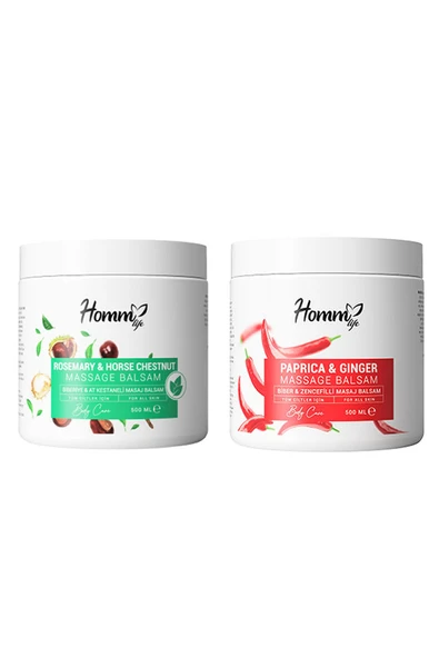 Homm Bitkisel Homm Life Biber & Zencefilli Biberiye & At Kestaneli Masaj Jeli Balsam 500 ml 500 ml Baristrend ürün görseli 1