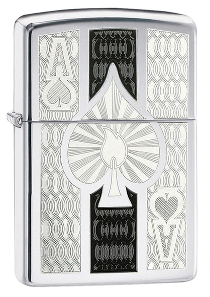 Zippo Ace Of Spades Chrome Dizayn Çakmak ürün görseli 1
