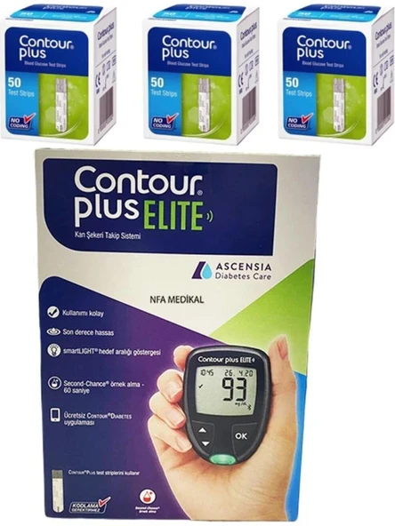 Contour Plus Elite Ölçüm Cihazı + Test Stribi 50'Li X 3 KUTU (SKT:04/2027) ürün görseli 1