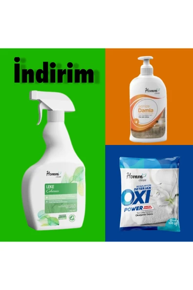 HOMM CLEAN LEKE ÇIKARICI, OXI POWER, İYONİZE DAMLA 3 LÜ SET ürün görseli 1