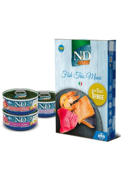 N&D Balık Çeşitleri Kedi Konservesi 70 gr (6 AL 5 ÖDE) ürün görseli 1