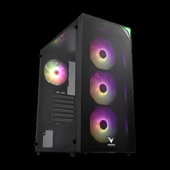 VENTO VG3400S, 750W, 80 Plus, Siyah, Temperli Cam, RGB, ATX, Tower, GAMING KASA ürün görseli 1