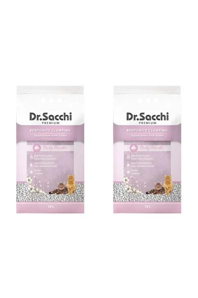 Dr. Sacchi Dr.sacchi Bebek Pudrası Kokulu Bentonit Kedi Kumu 2 Adet (2 X 10 Lt) ürün görseli 1