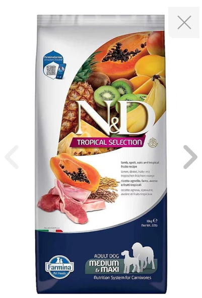N&D Tropical Selection Kuzu Etli 10 kg Orta ve Büyük Irk Yetişkin Köpek Maması ürün görseli 1