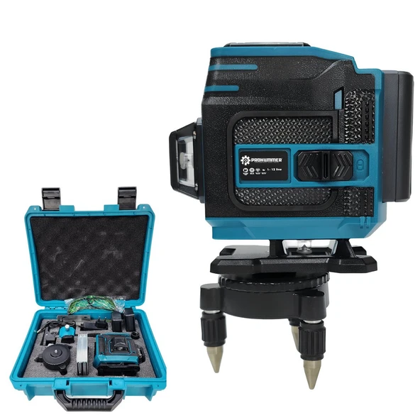Prohummer PH300 Çift Akülü 12 Köşe 360 Derece 58Vf Otomatik Hizalamalı Lazer Metre (Mavi) ürün görseli 1