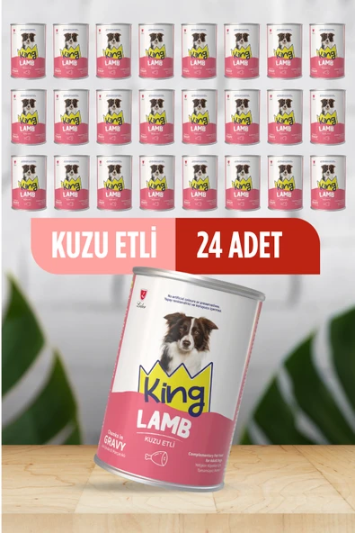 King Sos İçerisinde Et Parçacıklı Kuzu Etli Köpek Konservesi 400 G x 24 Adet ürün görseli 1
