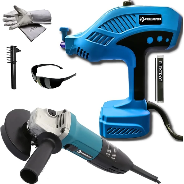 Prohummer PH286 Elektrikli 125mm Devir Ayarlı Avuç Taşlama ve Elektrikli El Tipi İnvertör Arc Kaynak Makinesi (Mavi) ürün görseli 1