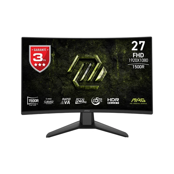 MSI 27" MAG 274CF X24 1920x1080 (FHD) 16:09 CURVE 1500R RAPID VA 240Hz 0.5MS (Min.) FREESYNC PREMIUM ürün görseli 1
