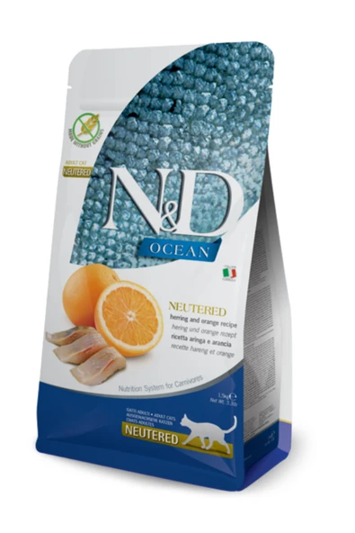N&D Ocean Tahılsız Ringa Balığı Ve Portakallı Kısırlaştırılmış Kedi Maması 5 Kg ürün görseli 1