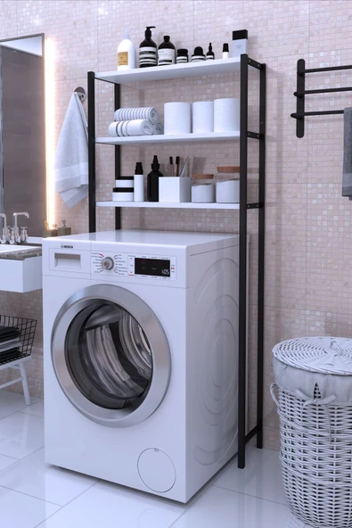 Egem Beyaz Çamaşır Makinası Üst Rafı 3 Raflı Banyo Düzenleyici ürün görseli 1