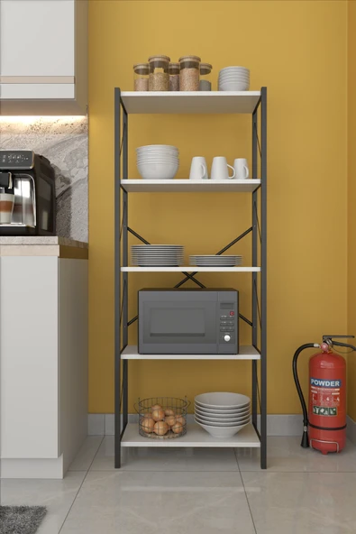 DizaynMotion 150cm Kapaksız Düzenleyici Mutfak Rafı 5 Raflı Beyaz ürün görseli 1