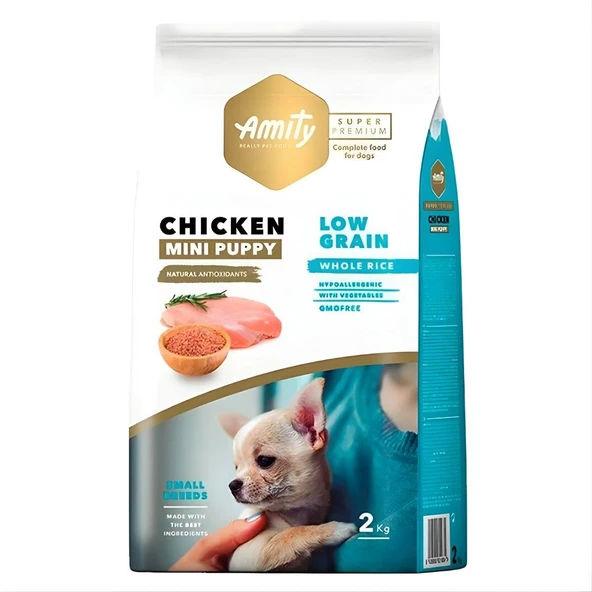 Amity Super Premium Tavuk Etli Düşük Tahıllı Küçük Irk Yavru Köpek Maması 2 Kg ürün görseli 1