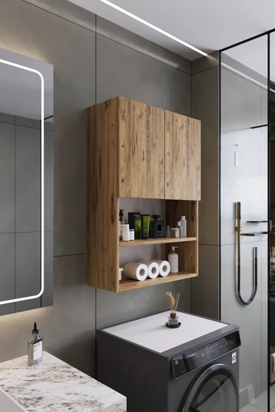 AWOX DENİZ Modern Banyo Dolabı 2 Kapaklı Raflı Düzenleyici Çok Amaçlı ürün görseli 1