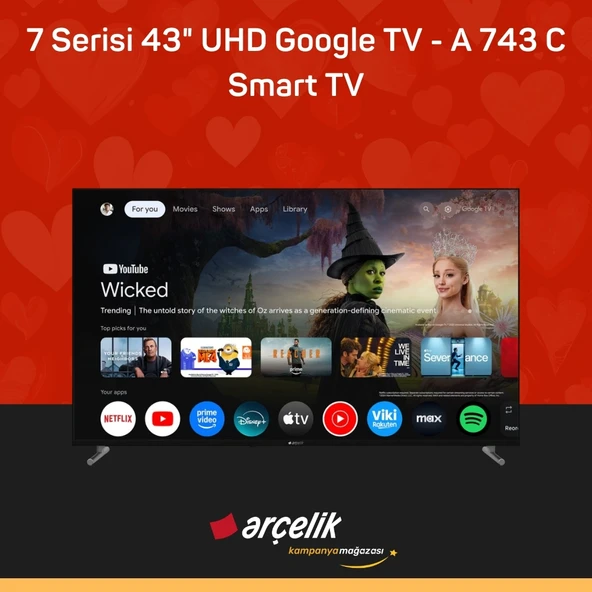 ARÇELİK 7 Serisi 43" UHD Google TV - A 743 C Smart TV ürün görseli 1