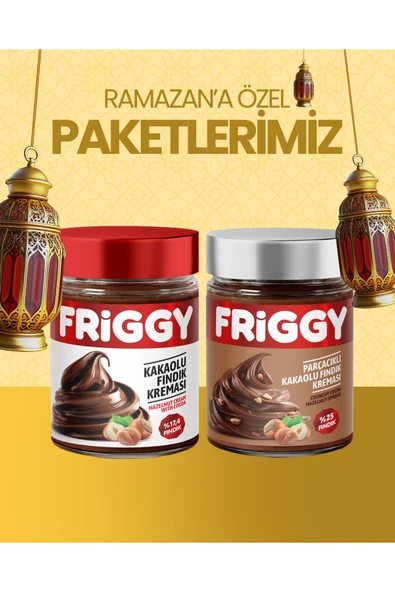 FRİGGY 2'li Set Kakaolu Fındık Kreması 320 gr + Parçacıklı Kakaolu Fındık Kreması320gr Özel Ramazan Paketi ürün görseli 1