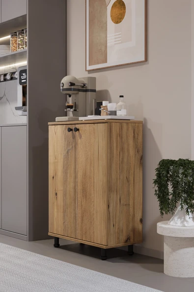 AWOX Miora Modern Çok Amaçlı Ayaklı Dolap 2 Kapaklı Raflı Mutfak Banyo Balkon Ayakkabılık Dolabı ürün görseli 1